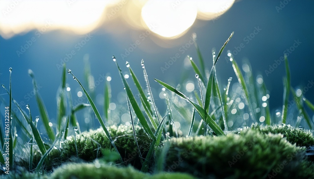 Canvas Prints moss and grass macro photography with dew drops