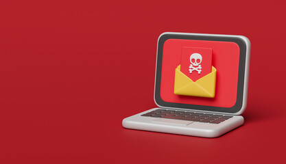Cyber criminal Hacker attack stealing phishing personal user data notification security warning alert detected sign caution error attention exclamation mark virus malware scam anonymous. 3d rendering.