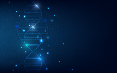 Abstract  technology science concept with a DNA molecules and biology vector illustration.DNA blue background. 
