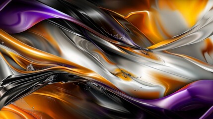 Contemporary background composition with colorful abstract metallic, plastic or glass shape