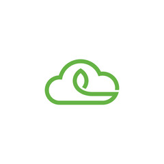 simple leaf cloud logo vector design illustration