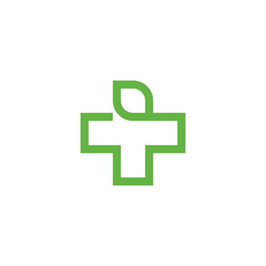 simple leaf medical logo vector design illustration