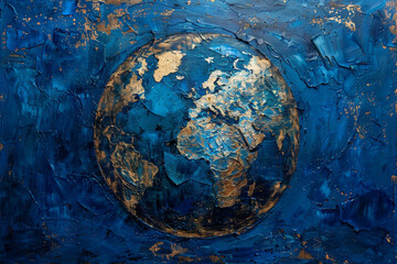 Fototapeta premium Oil Painting , royal blue Planet. Ai generated