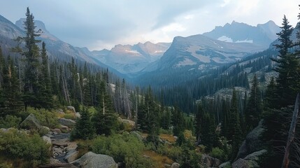 Mountain Range Under a Cloudy Sky