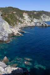 Fototapeta premium Amazing nature and sea landscapes of Greece. Skopelos island, Sporades. View of Agios Ioannis bay and beach