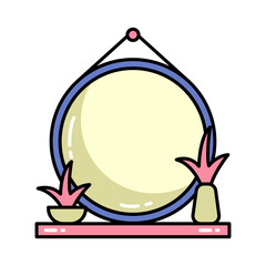 Decorative mirror interior design colored icon