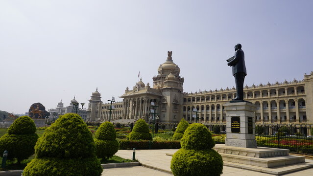 Ambedkar statue with Stunning view of amazing Vidhana Soudha.