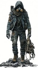Fototapeta premium a statue of a man with a gas mask