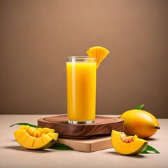 glass of orange juice and fruits