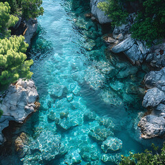 Azure Skies Meet Turquoise Waters: Serene Lagoon Aerial