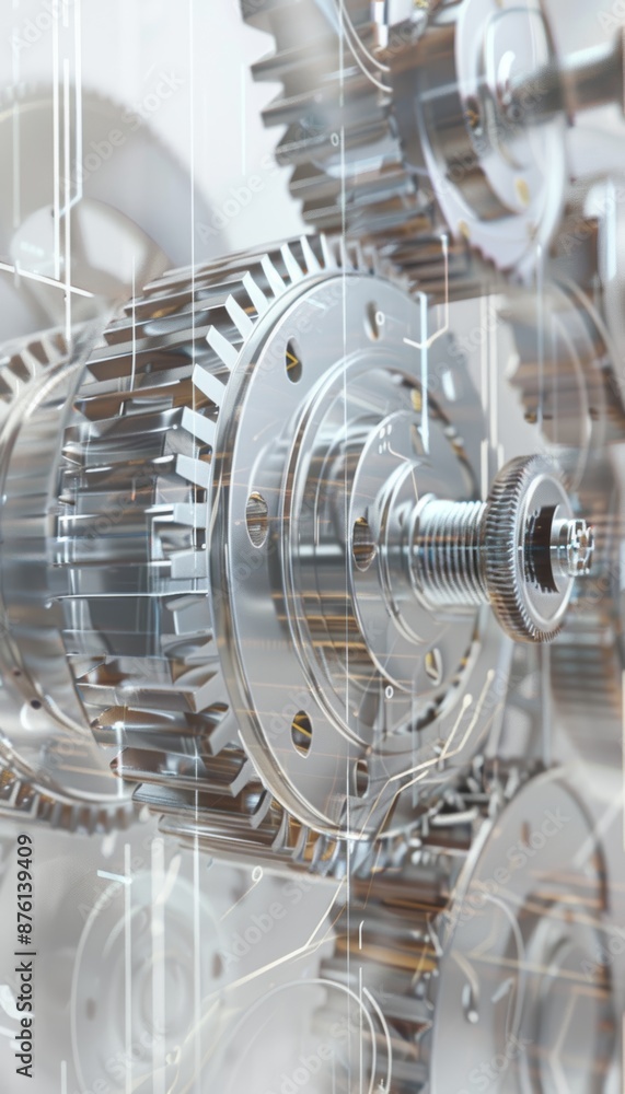 Aufkleber intricate 3d rendering of interlocking gears in digital space - perfect for engineering design conce