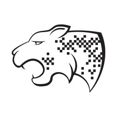 tiger head icon in black line