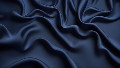 Fototapeta premium Navy blue walvet fabric abstract wavy background