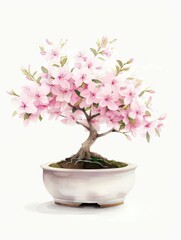 An elegant bonsai pot containing an Azalea bonsai tree