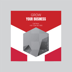 Red modern grow your business social media cover