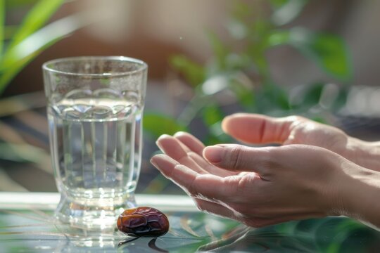 A Muslim recite a prayer for Iftar during Ramadan.