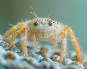 Extreme Macro Close-up of Rat Mite on Fabric: Detailed Body Structure and Texture Captured in Full-frame Photography