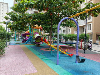Colorful kids play garden children play area beautiful amenity area in the society clean maintained...