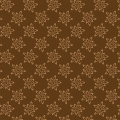 Abstract luxury elegant cream and gold brown floral seamless pattern.