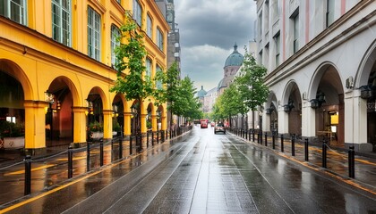 Obraz premium 비내리는 도시 풍경