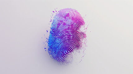 Purple fingerprint on white background. AI Generative.