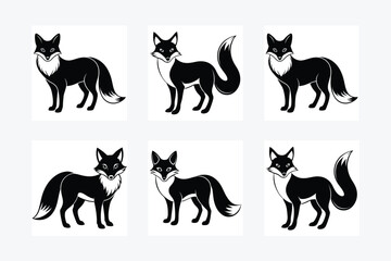 set of fox silhouettes