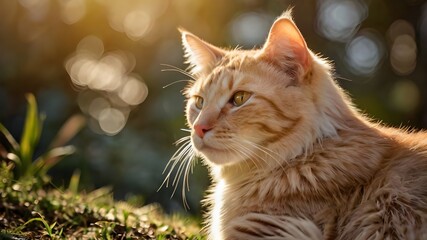 Vibrant feline subject posed against a luminous, dreamy backdrop, captured in stunning high dynamic range (HDR) photography, radiating warmth and intimacy Generative AI