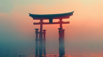 The Temple In The Sunset Fog