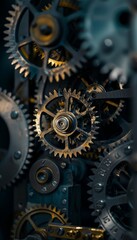 Intricate Metallic Gears of a Mechanical Lock Showcasing Precision and Security Mechanisms