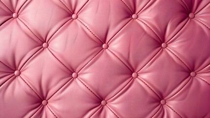 Fototapeta premium Leather texture surface with luxury seamless sewing thread diamond square shape pattern in pink color for background wallpaper and design, closeup. 