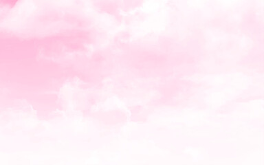 Cloudscape - Pink sky and white clouds, Horizontal view  vector design.