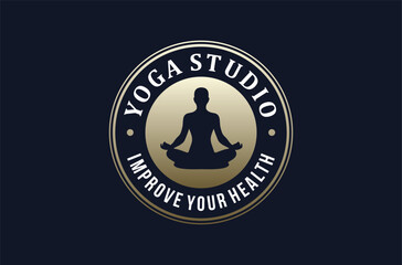 yoga studio logo design in badge style