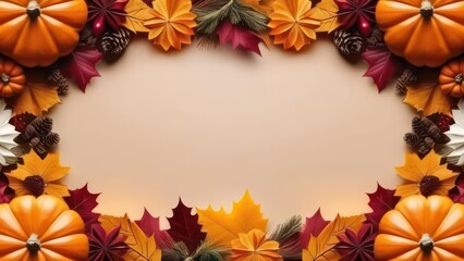 Fototapeta premium Banner Thanksgiving day, Holiday Card with copy space