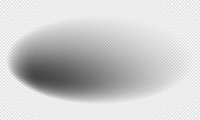Realistic shadow with soft edges. Vector shadow effect. Transparent oval shadow.