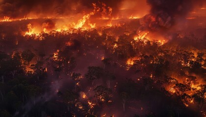 wide aerial view of the Australian bushfire apocalyp