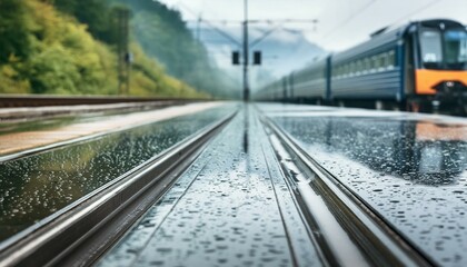 Fototapeta premium 비내리는 지하철역 풍경