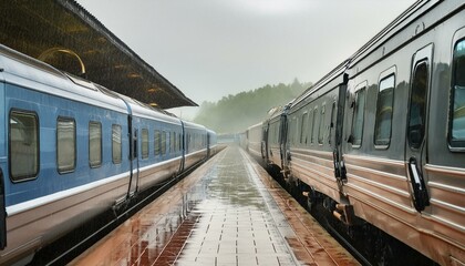 Fototapeta premium 비내리는 지하철역 풍경