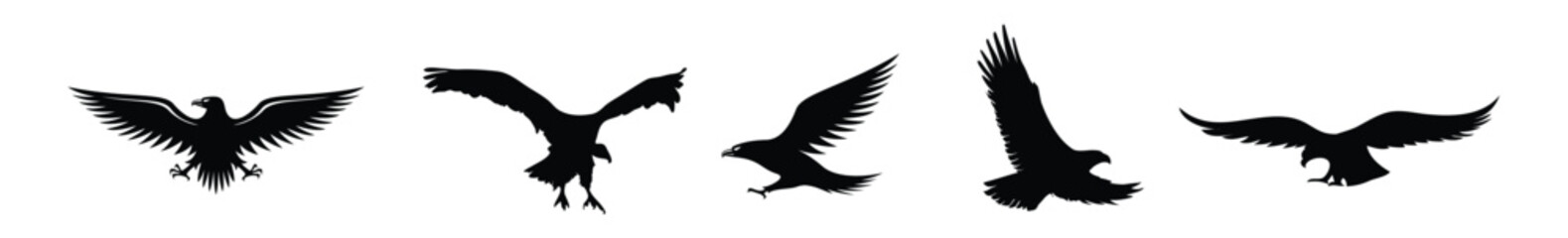 Set of eagles silhouettes.