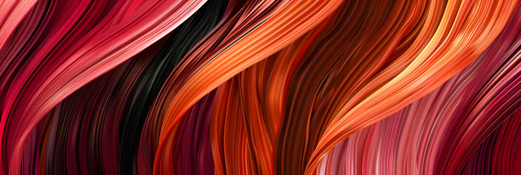 abstract background of hair strands of of different colors in a reddish-brown color scheme