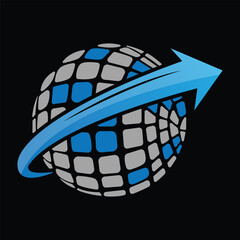 globe arrow tech digital logo
