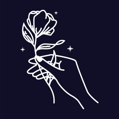 hand giving flower plant beautiful art