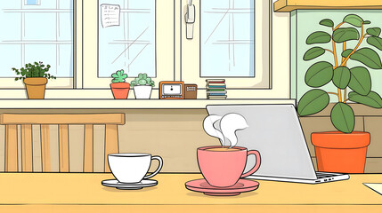morning coffee at home. generative ai illustration