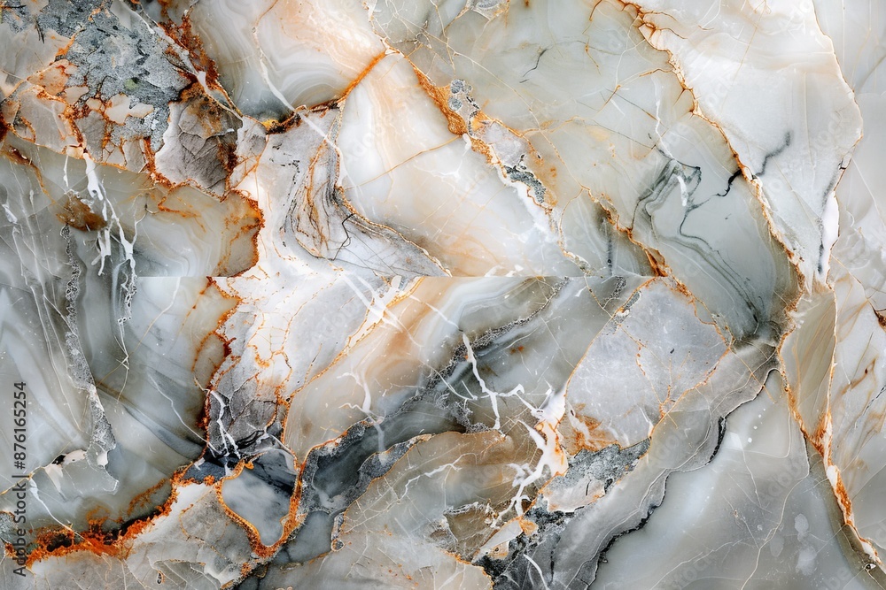 Aufkleber The image features a marble slab with intricate patterns and prominent orange veins, offering a visually appealing combination of colors and textures for artistic inspiration.
