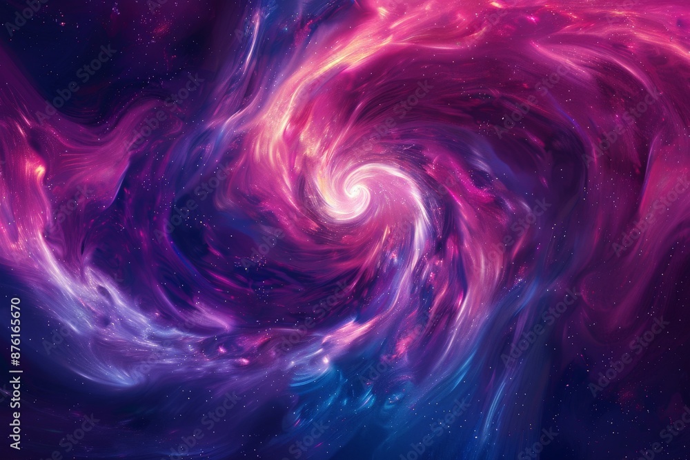 Poster a breathtaking image of a swirling colorful galaxy with bright light at the center, creating a mesme