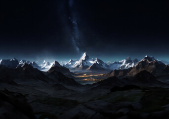 Majestic peaks rising above clouds.