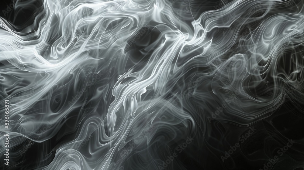 Poster This image shows fluid smoke formations in a black and white abstract style, creating a fascinating and elegant visual that evokes a sense of calm and artistic fluidity.