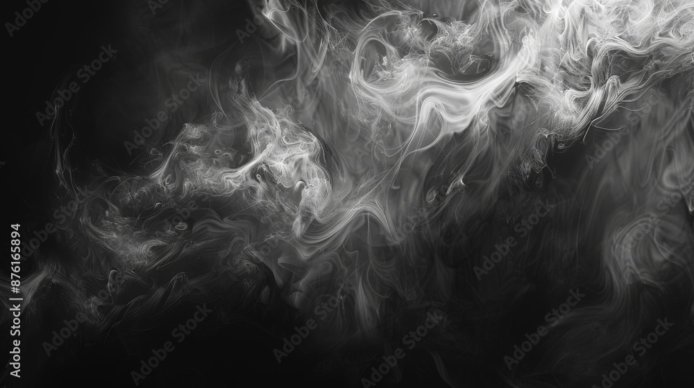 Aufkleber This artwork features mystical smoke swirls in a monochrome setting with a dark background, capturing a sense of intrigue and surrealism through its fluid and mysterious forms.