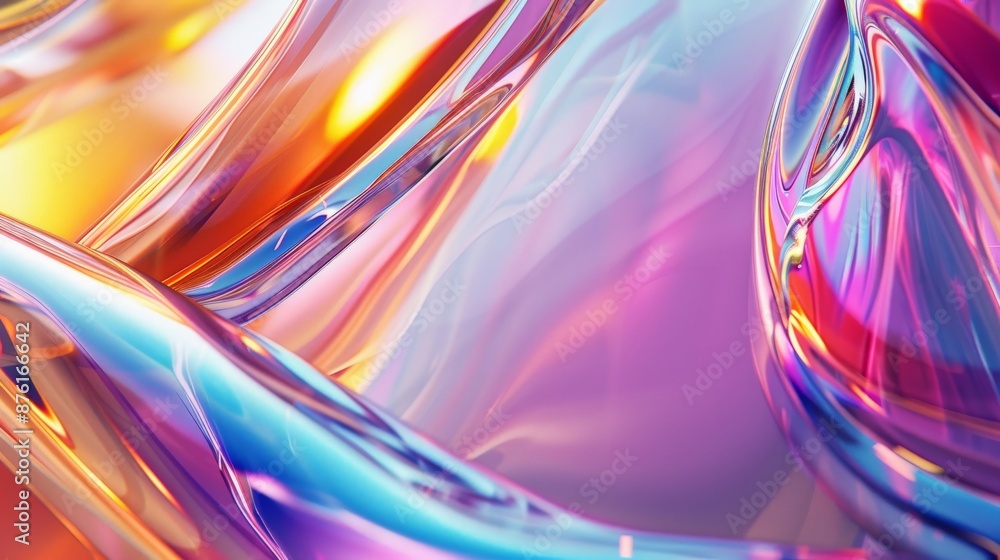Poster an abstract fluid art piece showcasing vivid colors flowing seamlessly together, creating a harmonio