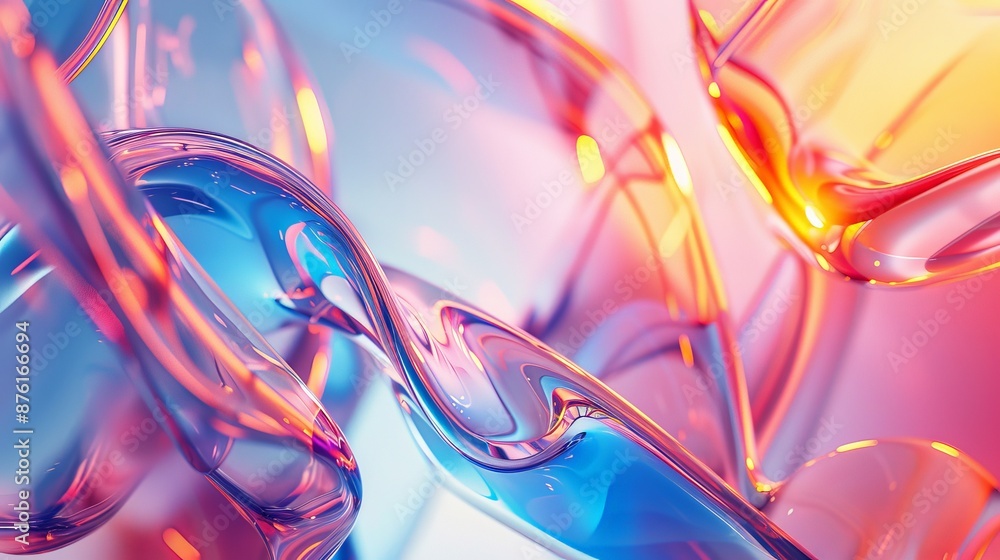 Poster A dynamic and colorful display where vibrant fluid wisps intertwine, creating a visually engaging composition that captures the energy and fluidity of flowing shapes and hues.