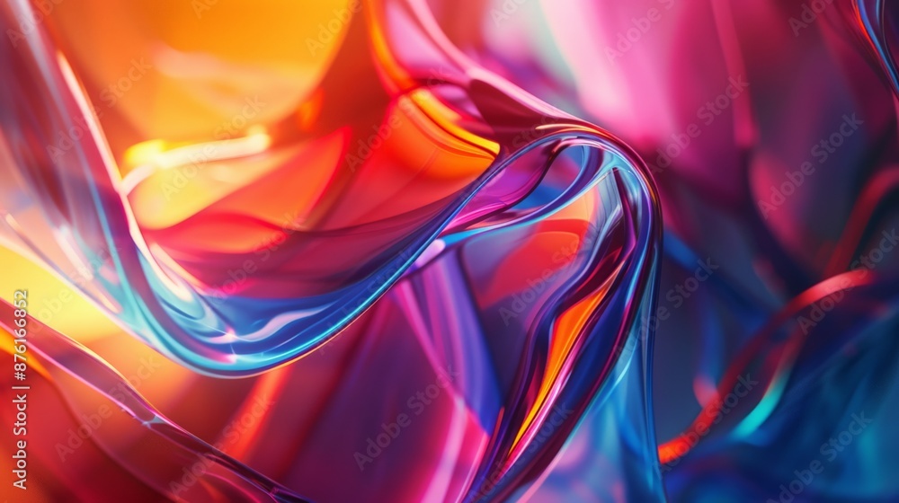 Aufkleber This image features colorful flowing ribbons that intertwine and create a dynamic, abstract design, perfect for energetic and vibrant visual projects and artistic themes.